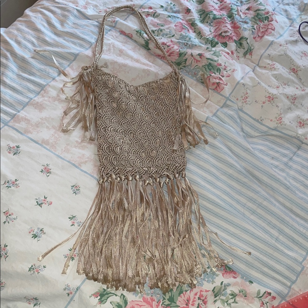 Fringed Crochet Handbag Bag